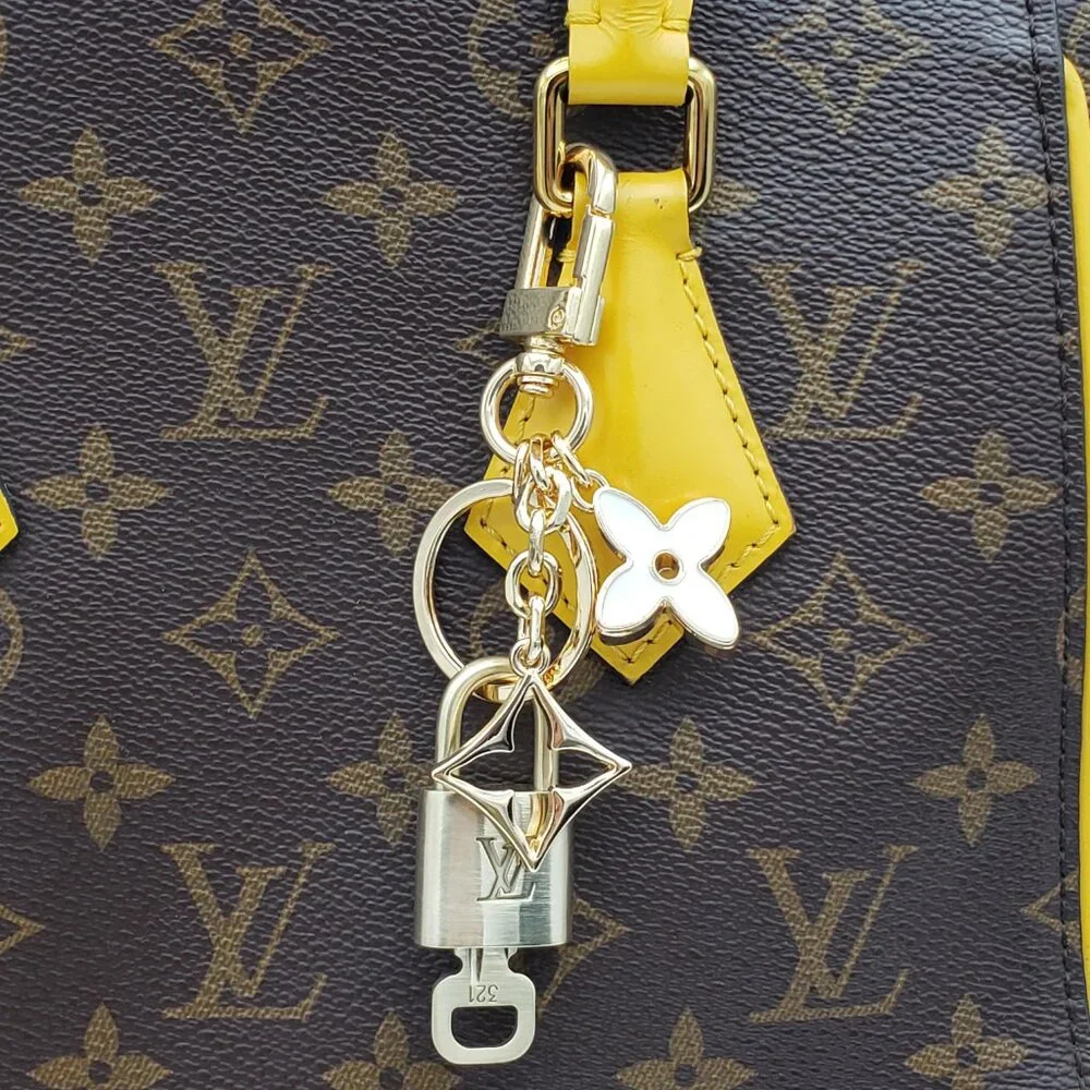 Louis Vuitton Gold Padlock Key 🔒 Authentic LV Charm + Unbranded Flower Keychain